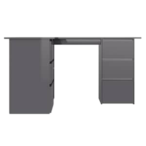 vidaXL Γραφείο Γωνιακό Γυαλιστερό Γκρι 145x100x76 εκ. από Επεξ. Ξύλο