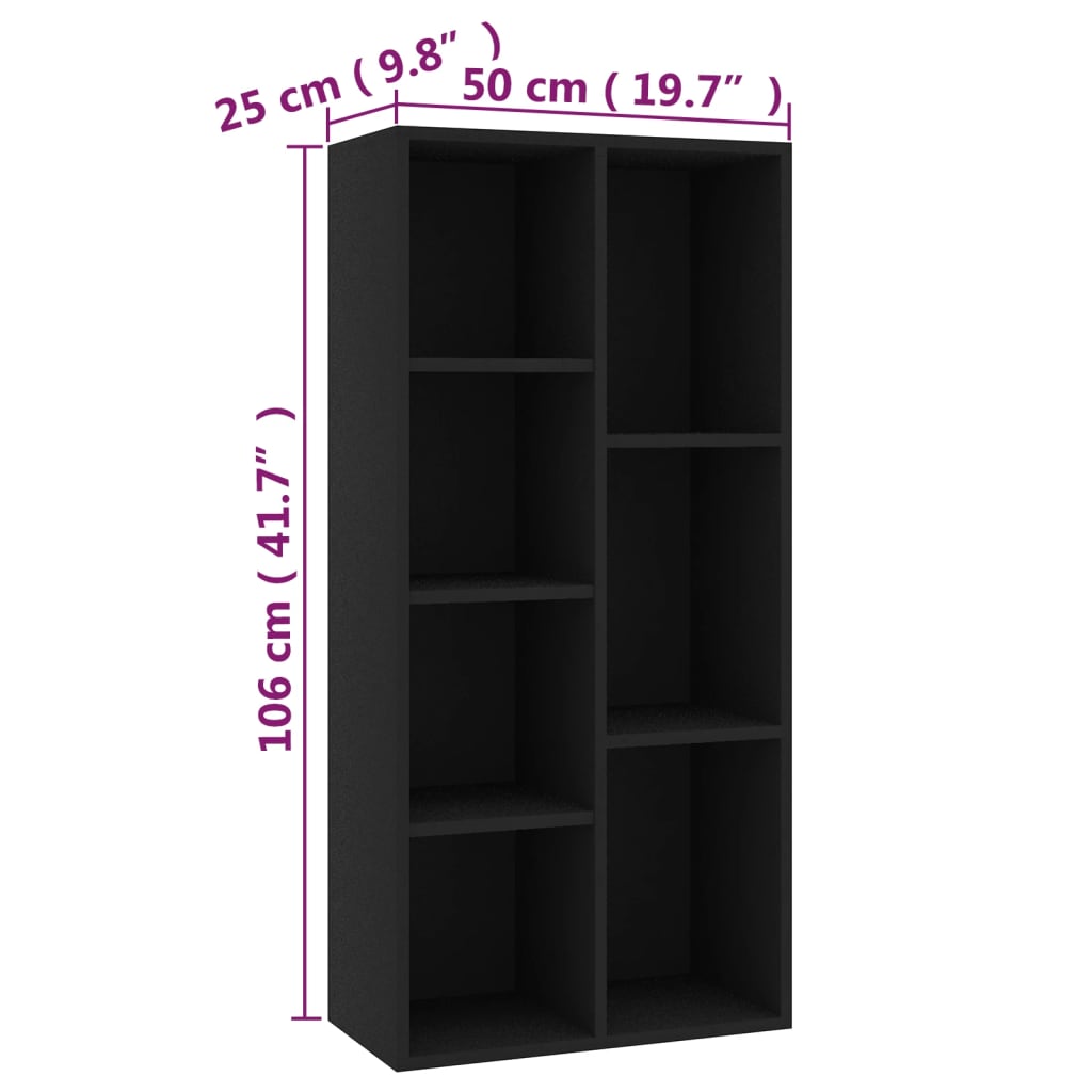Book Cabinet Black 50x25x106 Cm Engineered Wood VidaXL 17 width=274