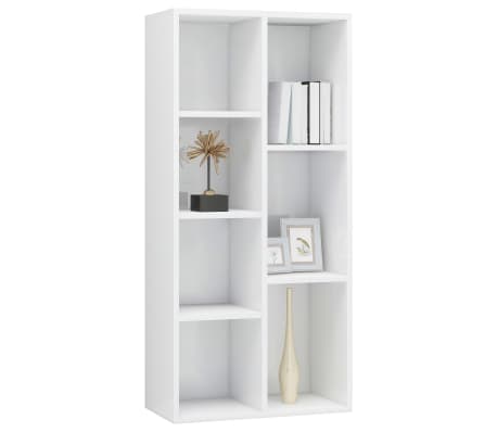 vidaXL Knihovna b&iacute;l&aacute; s vysok&yacute;m leskem 50 x 25 x 106 cm dřevotř&iacute;ska