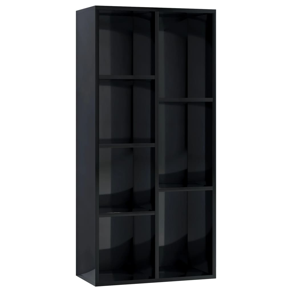 

vidaXL Book Cabinet High Gloss Black 19.7"x9.8"x41.7" Engineered Wood