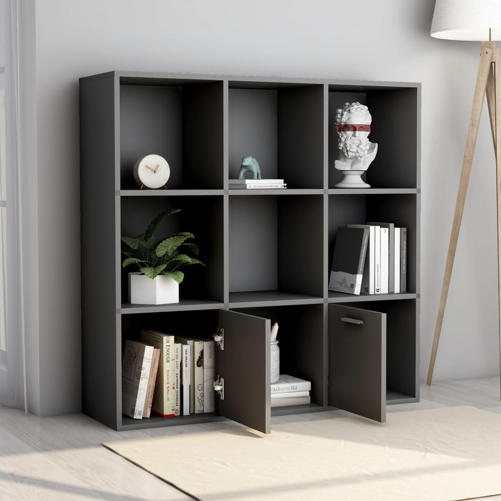 vidaXL Book Cabinet Gray 38.6"x11.8"x38.6" Engineered Wood