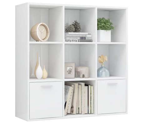 vidaXL Knjižna omara visok sijaj bela 98x30x98 cm iverna plošča