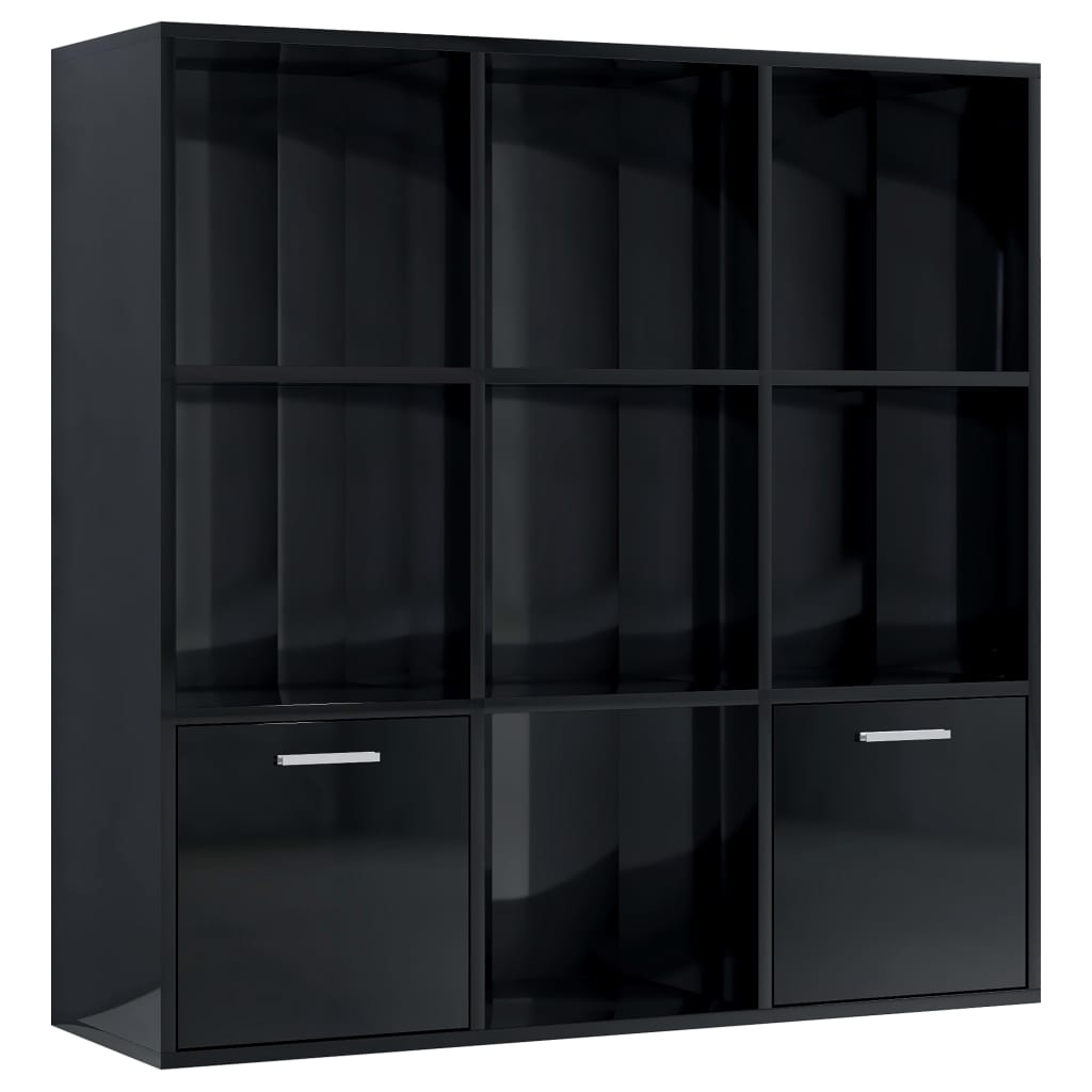 

vidaXL Book Cabinet High Gloss Black 38.6"x11.8"x38.6" Engineered Wood