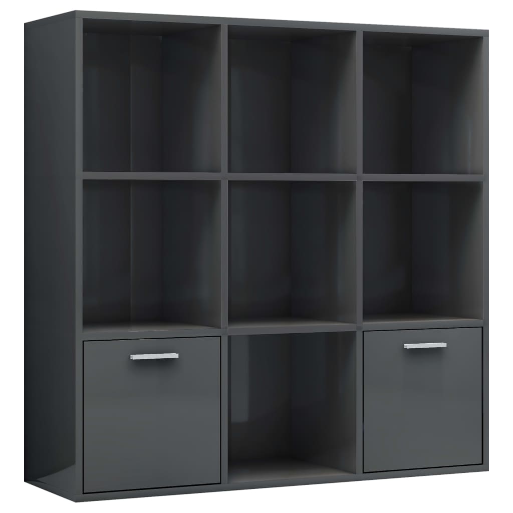 

vidaXL Book Cabinet High Gloss Gray 38.6"x11.8"x38.6" Chipboard
