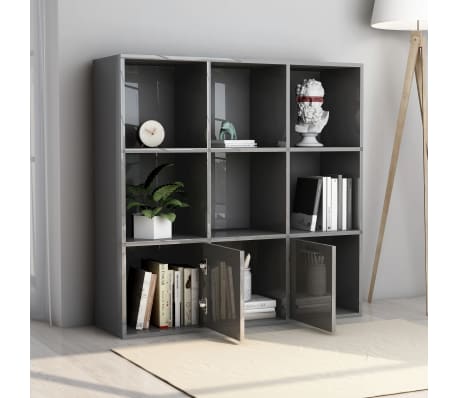 vidaXL Biblioth&egrave;que Gris brillant 98x30x98 cm Bois d&rsquo;ing&eacute;nierie