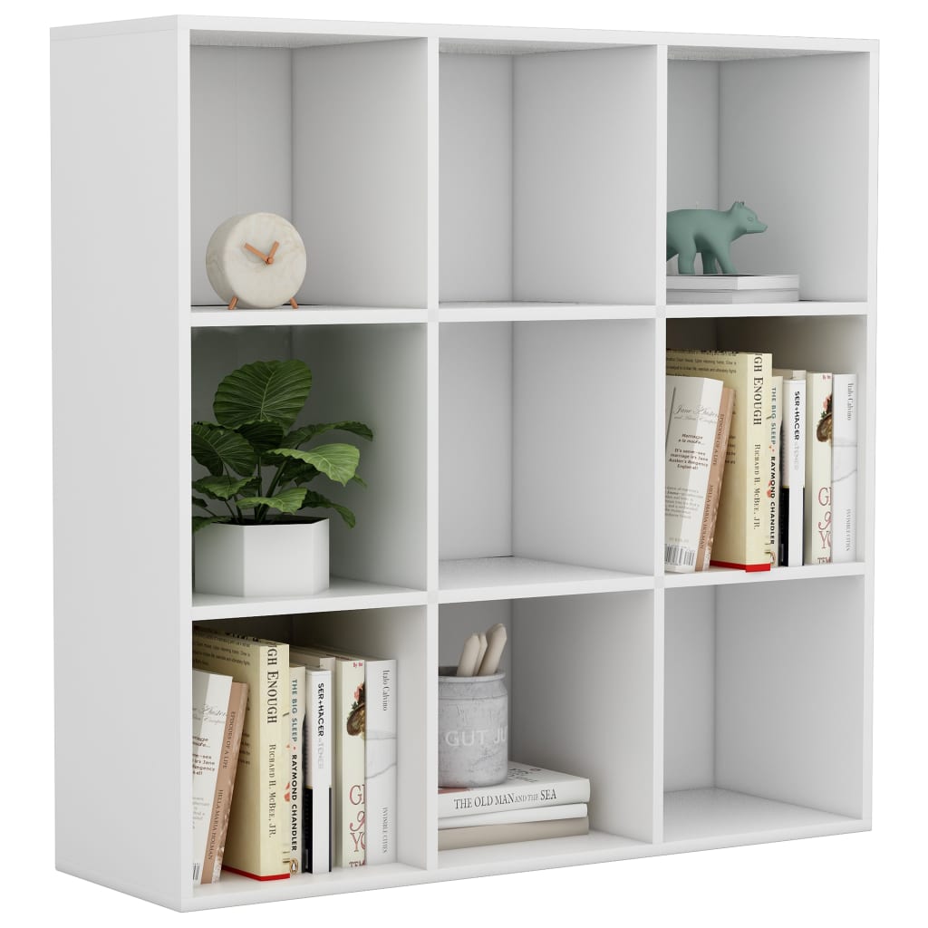 vidaXL Book Cabinet White 38.6"x11.8"x38.6" Chipboard