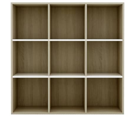 vidaXL Knihovna b&iacute;l&aacute; a dub sonoma 98 x 29 x 97,5 cm kompozitn&iacute; dřevo