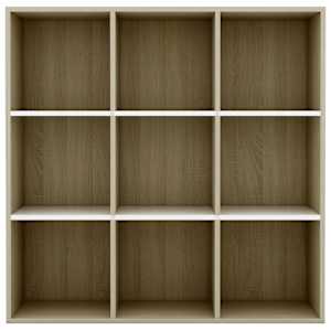 vidaXL Knihovna b&iacute;l&aacute; a dub sonoma 98 x 29 x 97,5 cm kompozitn&iacute; dřevo