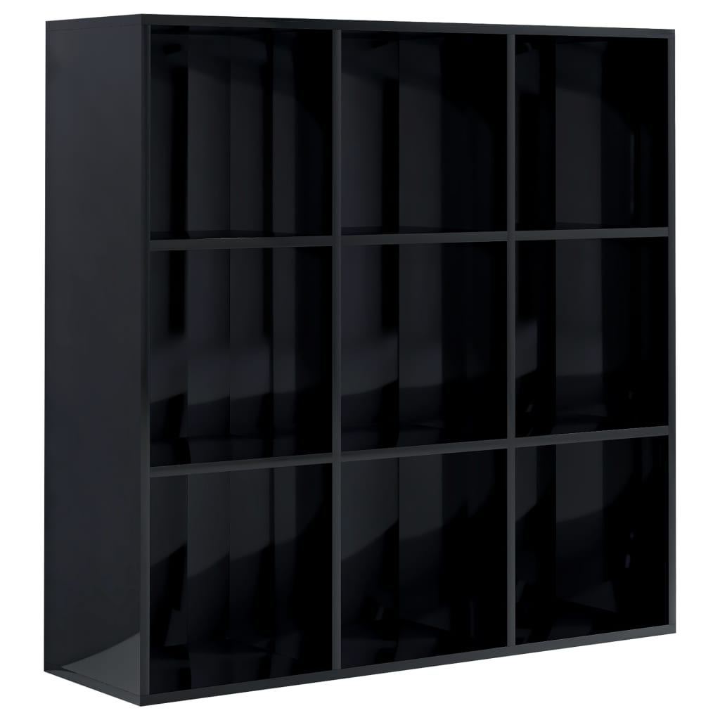 

vidaXL Book Cabinet High Gloss Black 38.6"x11.8"x38.6" Engineered Wood