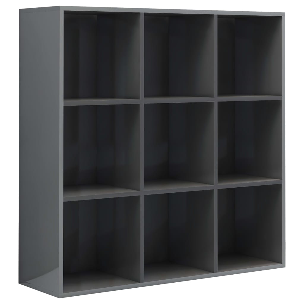 

vidaXL Book Cabinet High Gloss Gray 38.6"x11.8"x38.6" Engineered Wood
