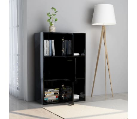 vidaXL Armoire de rangement Noir brillant 60x29,5x90 cm Aggloméré