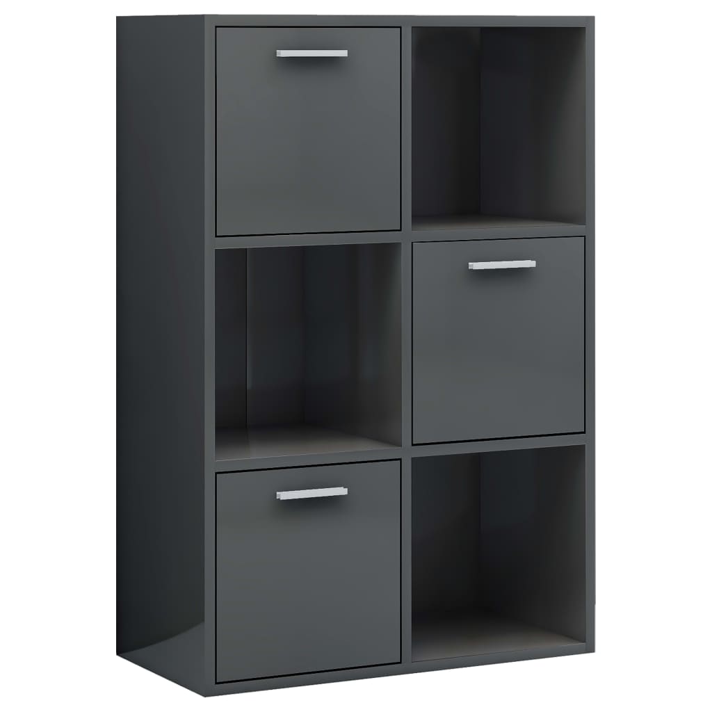 

vidaXL Storage Cabinet High Gloss Gray 23.6"x11.6"x35.4" Engineered Wood