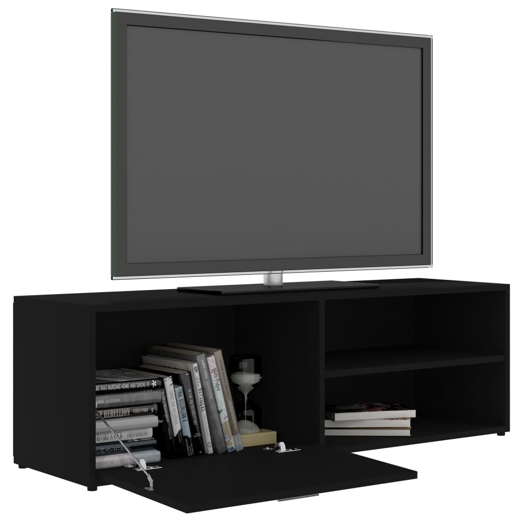 Fekete forgácslap TV-szekrény 120 x 34 x 37 cm 