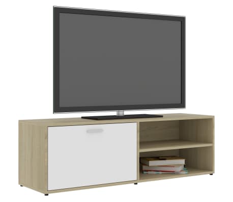 vidaXL TV skapītis balta, ozolkoka krāsa 120x34x37cm inženierijas koks