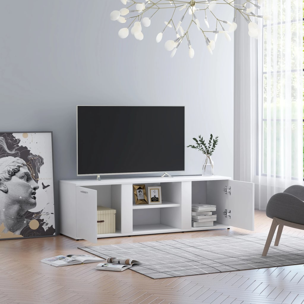 Meuble TV Blanc 120x34x37 cm Aggloméré | meublestv.fr 5