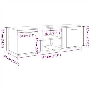 TV stolek bílý 120 x 34 x 37 cm kompozitní dřevo - obrázek 9