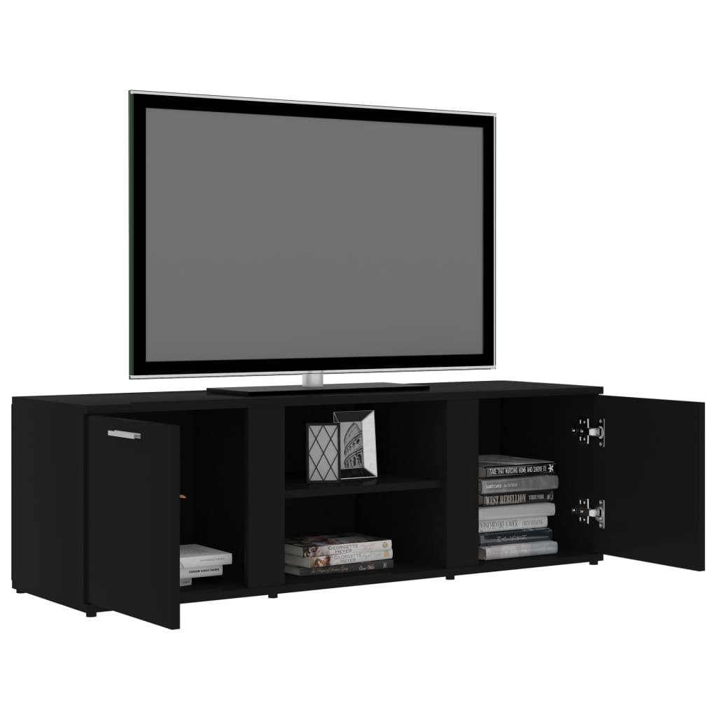 Fekete szerelt fa TV-szekrény 120 x 34 x 37 cm 