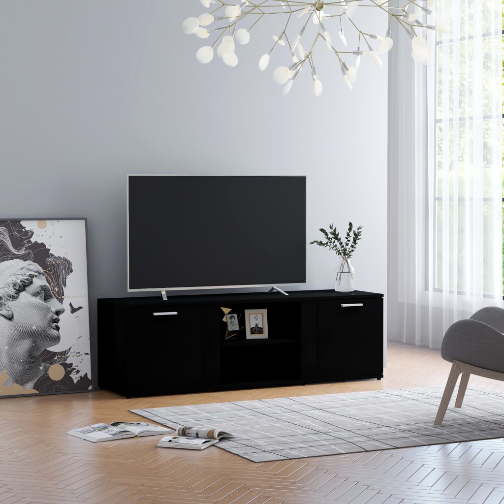 vidaXL Szafka pod TV, czarna, 120x34x37 cm, materia drewnopochodny