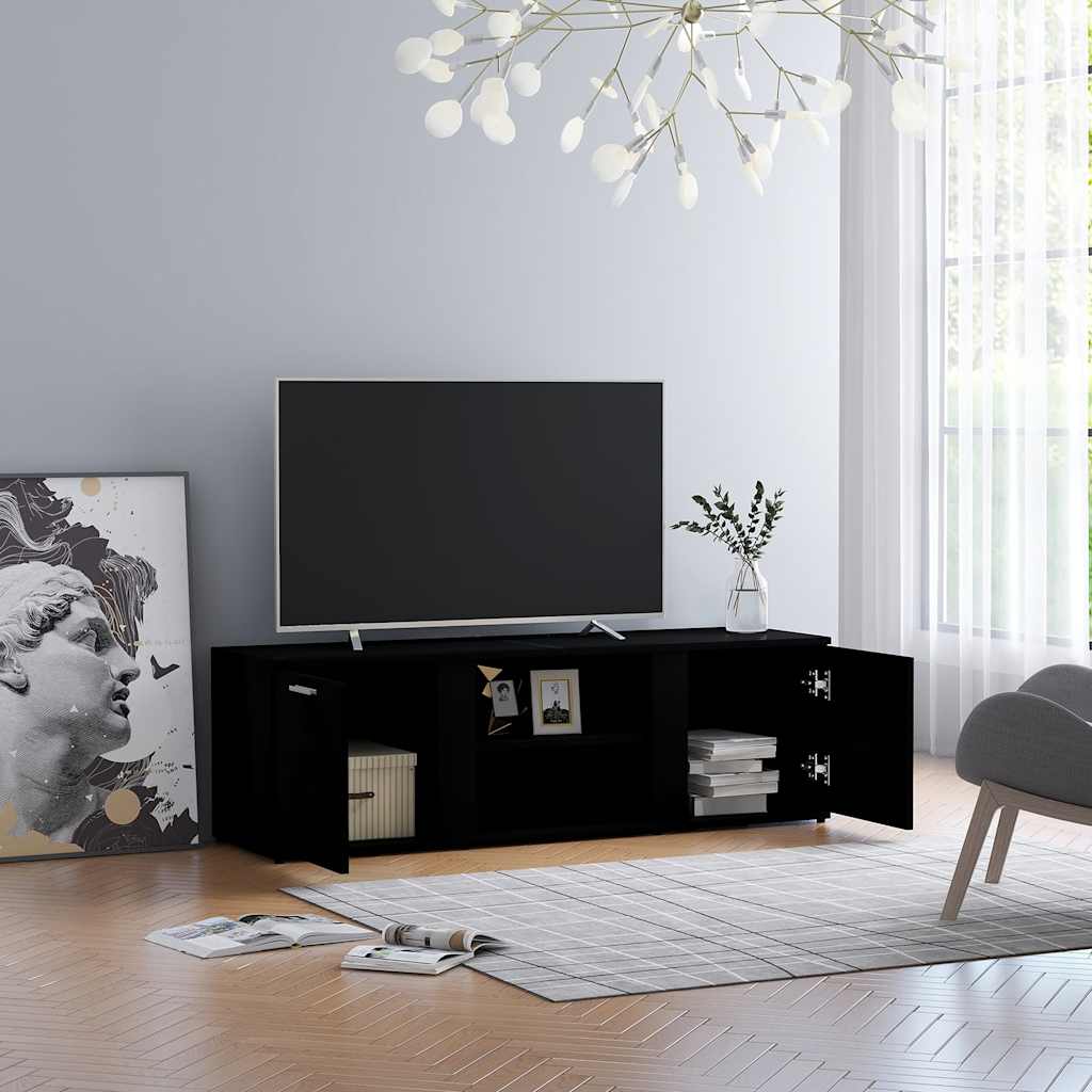 vidaXL Szafka pod TV, czarna, 120x34x37 cm, materia drewnopochodny