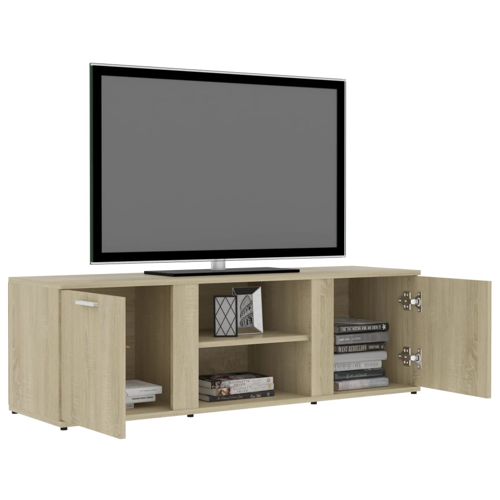 Sonoma-tölgy színű szerelt fa TV-szekrény 120 x 34 x 37 cm 