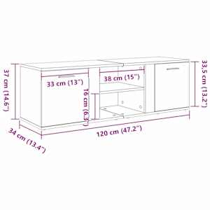 TV stolek betonově šedý 120 x 34 x 37 cm kompozitní dřevo - obrázek 9