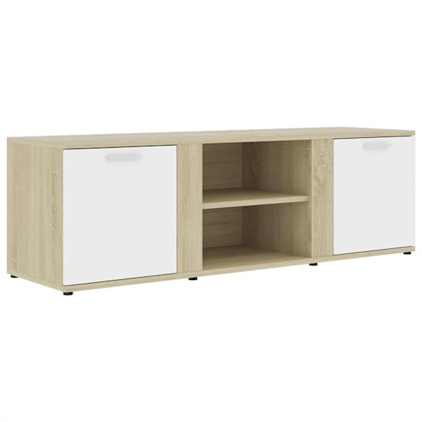 vidaXL telerialus, valge ja Sonoma tamm, 120x34x37 cm, tehispuit