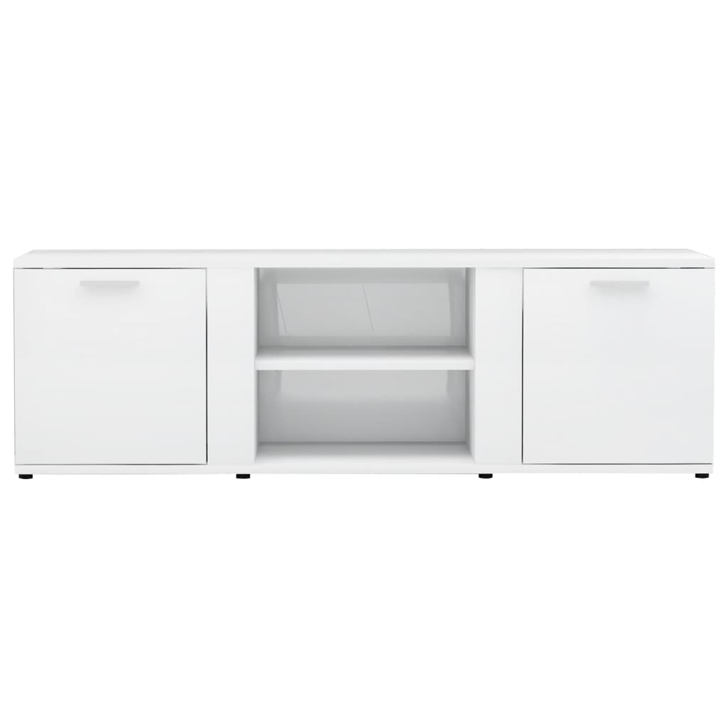 Magasfényű fehér forgácslap TV-szekrény 120 x 34 x 37 cm 