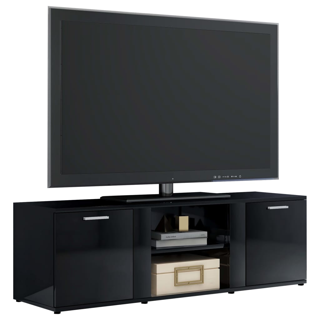 vidaXL Comodă TV, negru extralucios, 120 x 34 x 37 cm, PAL