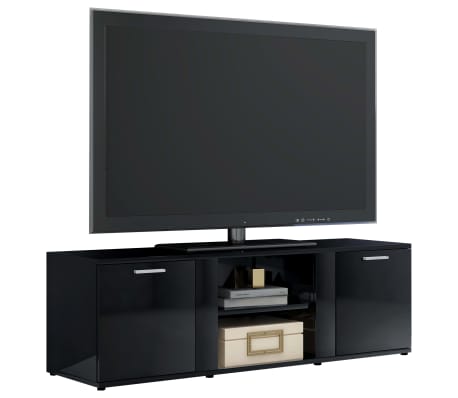 vidaXL TV Cabinet High Gloss Black 120x34x37 cm Engineered Wood