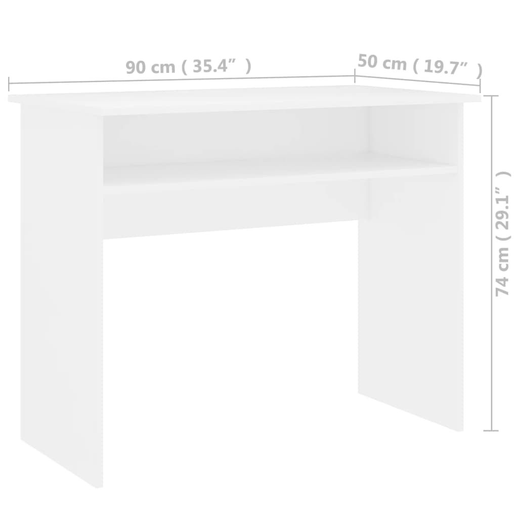 Fehér forgácslap íróasztal 90 x 50 x 74 cm 