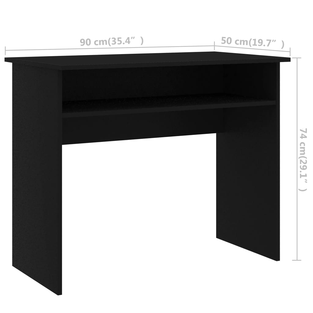 Fekete forgácslap íróasztal 90 x 50 x 74 cm 