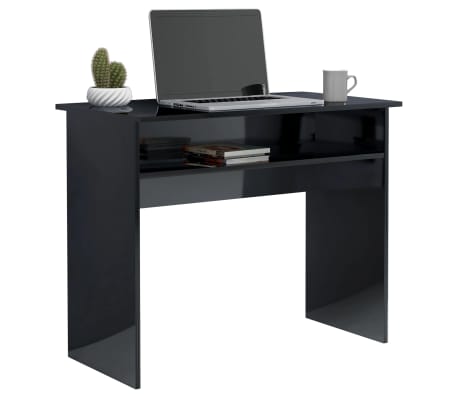 vidaXL Ty&ouml;p&ouml;yt&auml; korkeakiilto musta 90x50x74 cm lastulevy