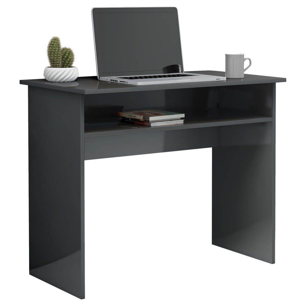 

vidaXL Bureau 90x50x74 cm spaanplaat hoogglans grijs