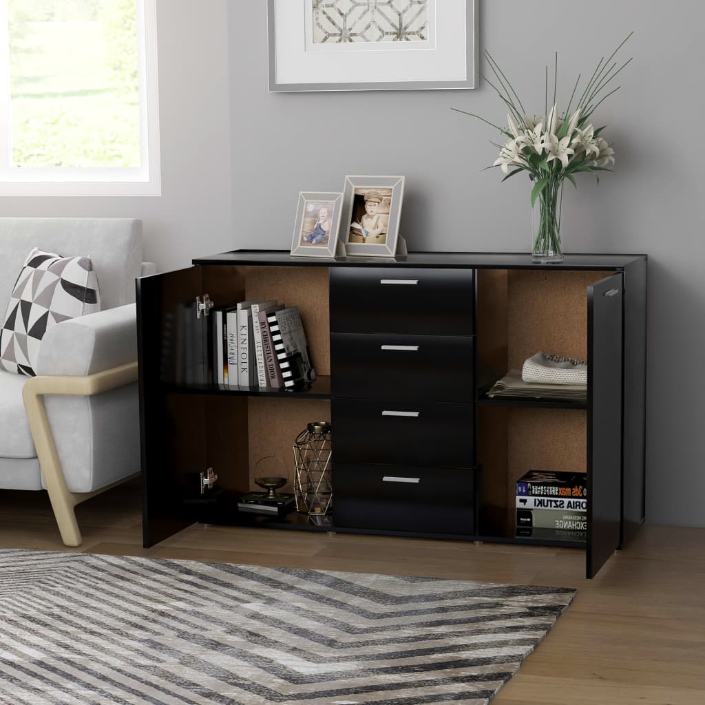 

vidaXL Dressoir 120x35,5x75 cm spaanplaat zwart