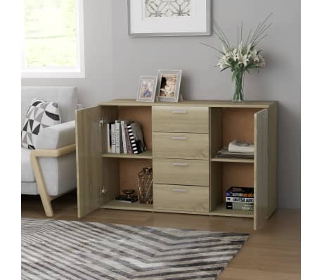 vidaXL &Scaron;oninė spintelė, sonoma ąžuolo, 120x35,5x75cm, apdirbta mediena