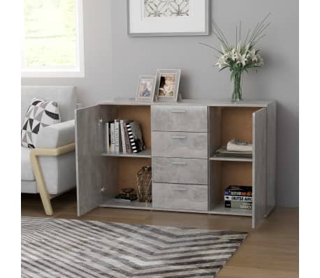 vidaXL Sideboard Betongrau 120x35,5x75 cm Holzwerkstoff