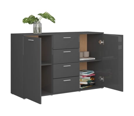 Vidaxl Sideboard Hochglanz Grau 120 35 5 75 Cm Spanplatte Vidaxl De