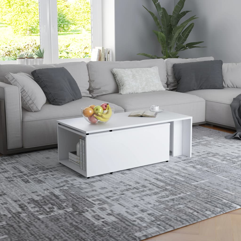 

vidaXL Salontafel 150x50x35 cm bewerkt hout wit