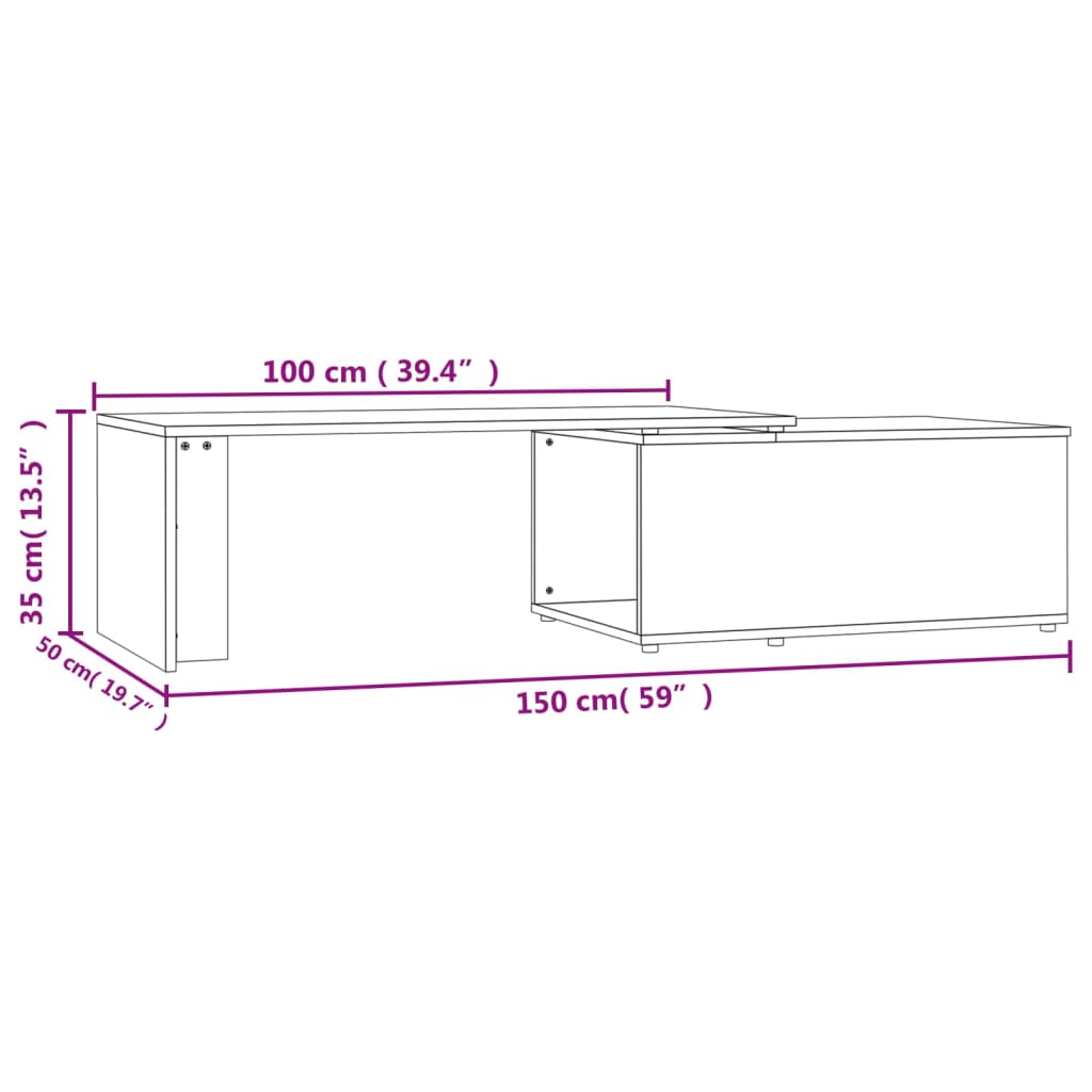 Klubska mizica betonsko siva 150x50x35 cm iverna plošča