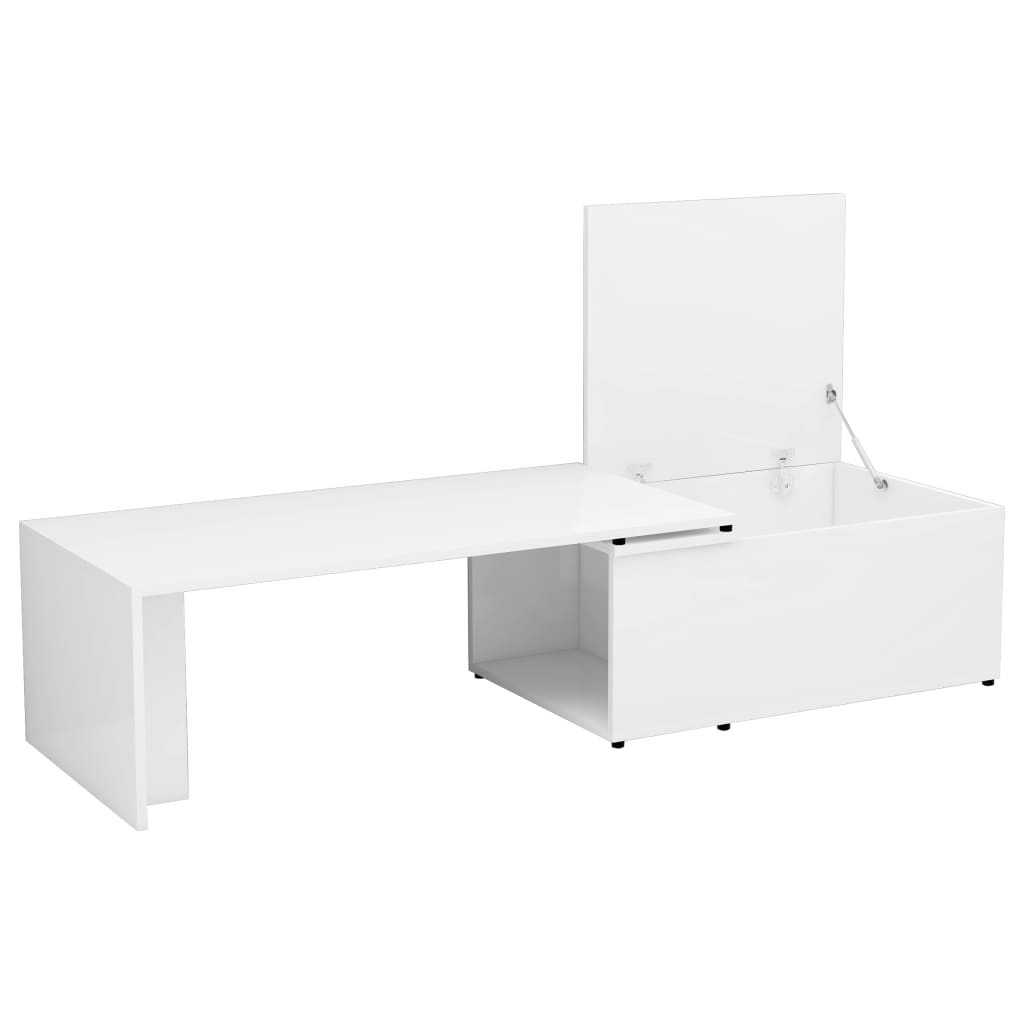 Konferenčný stolík lesklý biely 150x50x35 cm drevotrieska