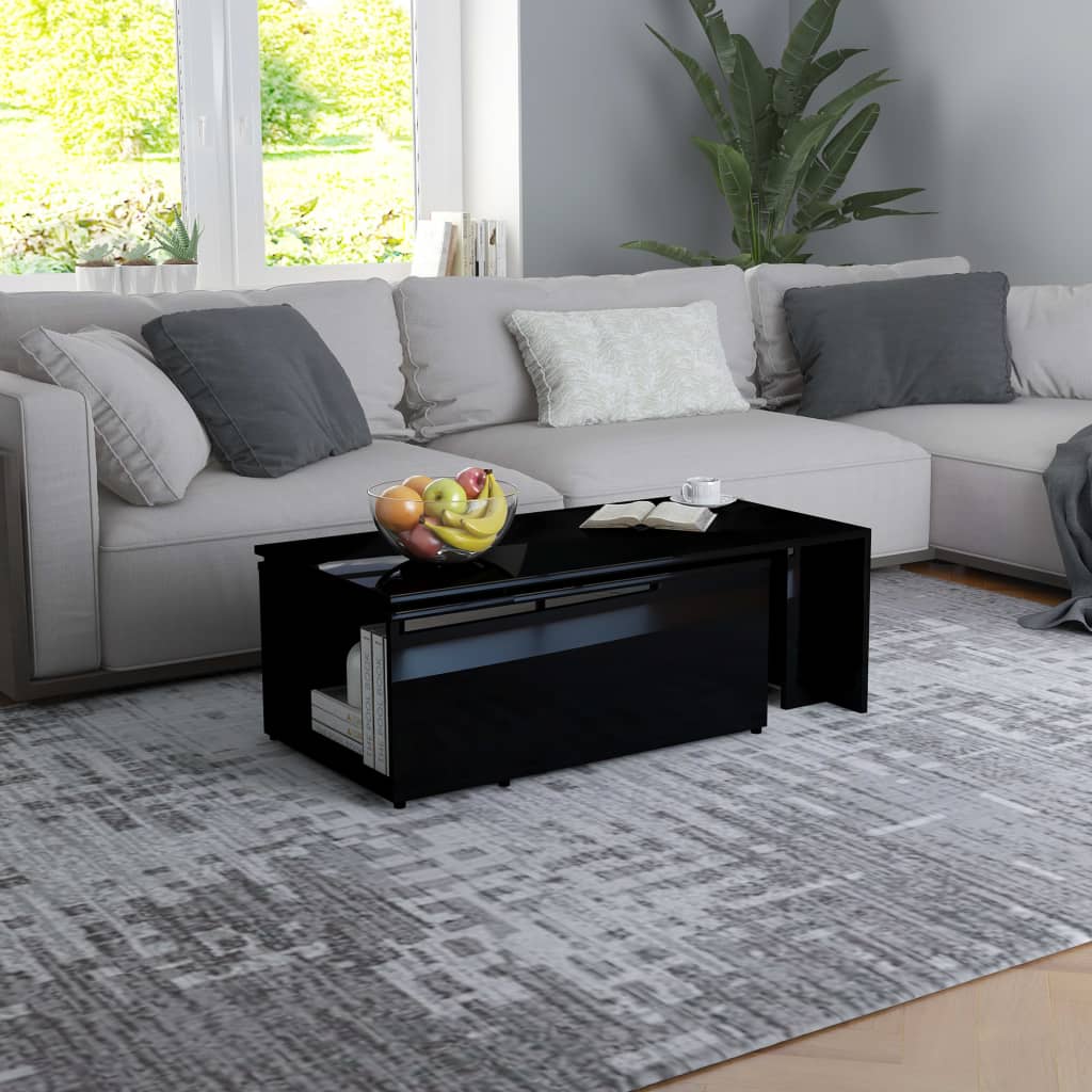 vidaXL Coffee Table High Gloss Black 59.1"x19.7"x13.8" Engineered Wood