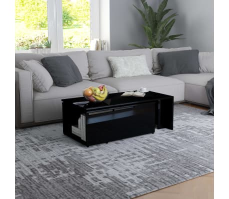 vidaXL Coffee Table High Gloss Black 59.1"x19.7"x13.8" Engineered Wood