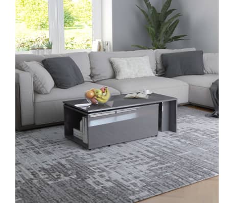 vidaXL Salongbord høyglans grå 150x50x35 cm konstruert tre