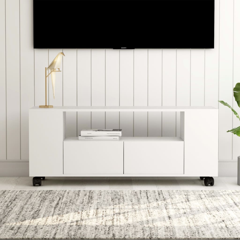 Meuble TV Blanc 120x35x43 cm Bois d’ingénierie | meublestv.fr 2