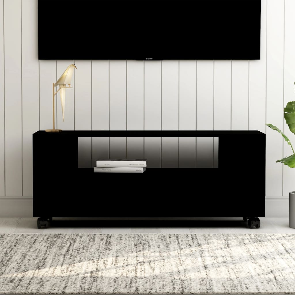 vidaXL Szafka pod TV, czarna, 120x35x48 cm, materia drewnopochodny