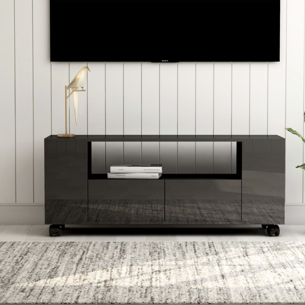 vidaXL Comodă TV, gri extralucios, 120x35x48 cm, lemn prelucrat