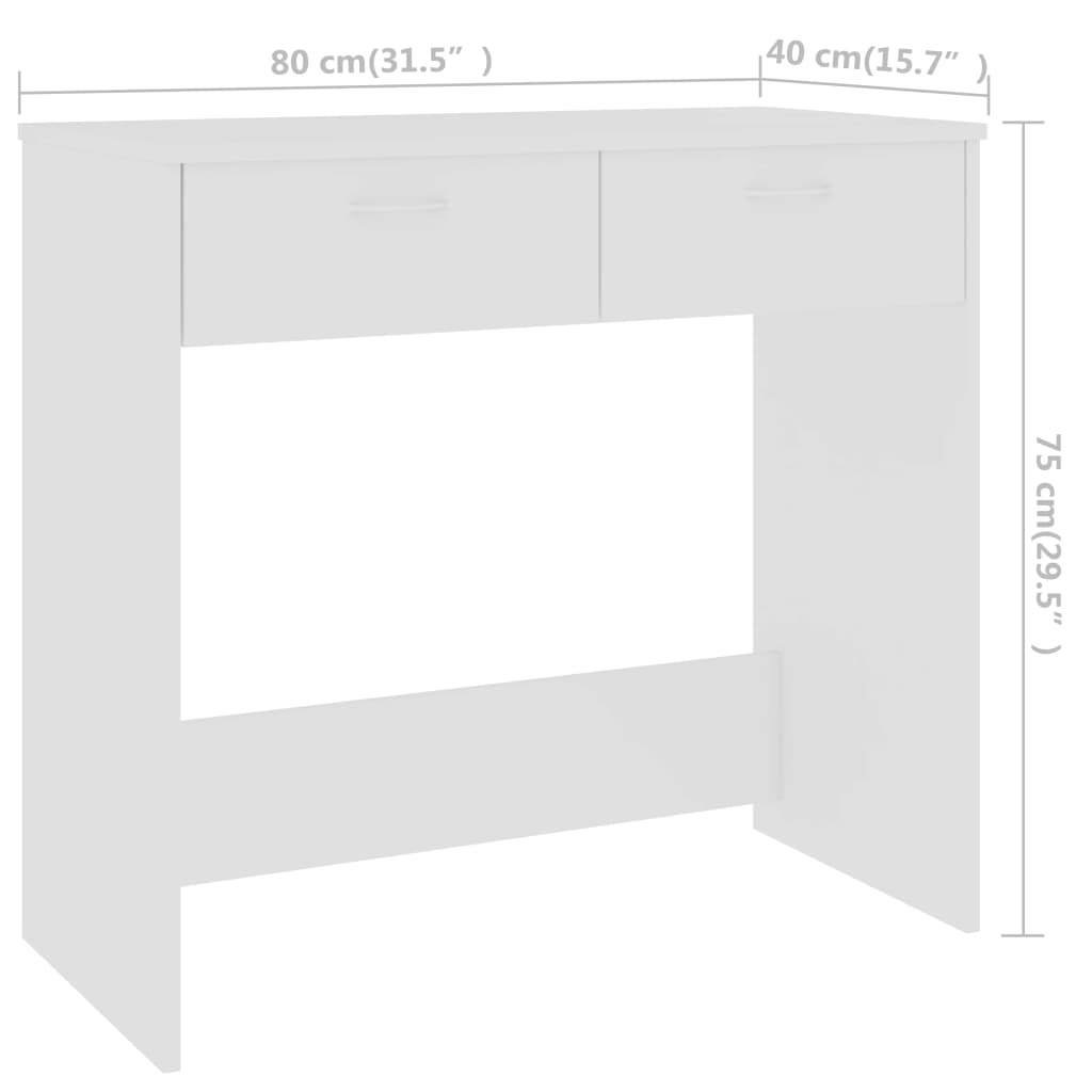 imagem de vidaXL Secretária 80x40x75 cm derivados de madeira branco7