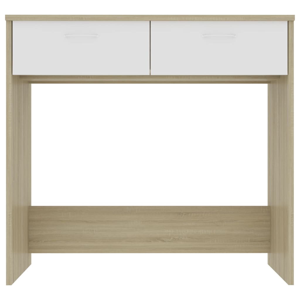 vidaXL Desk White and Sonoma Oak 31.5"x15.7"x29.5" Engineered Wood