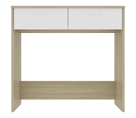 vidaXL Desk White and Sonoma Oak 31.5"x15.7"x29.5" Engineered Wood