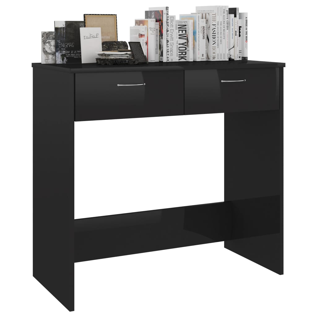vidaXL Skrivbord svart högglans 80x40x75 cm konstruerat trä